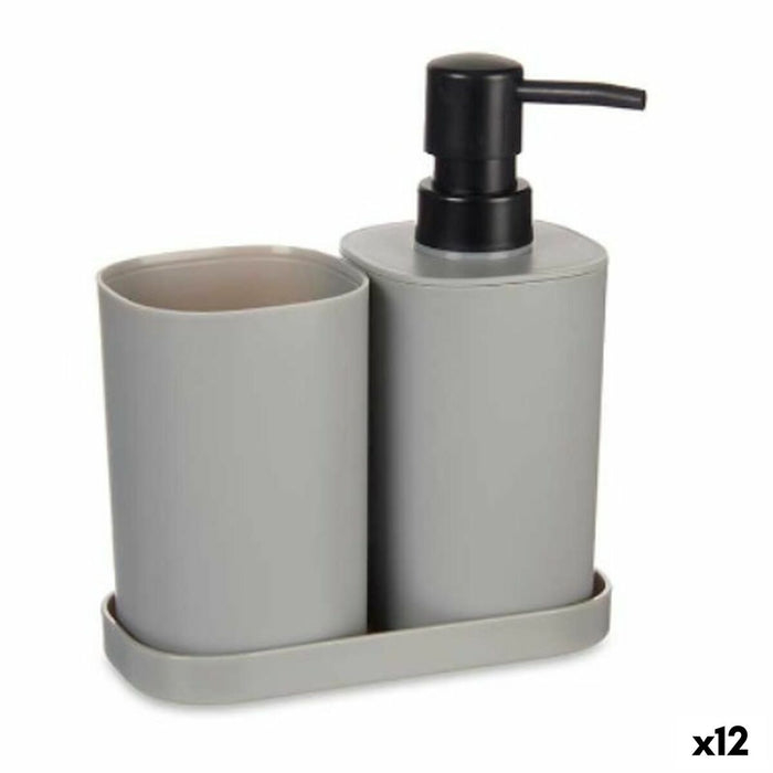 Set de Baie Negru Gri polipropilenă (12 Unități)