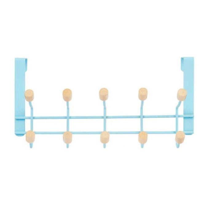 Cuier pentru uși Albastru Lemn Metal 35 x 17 x 15 cm (6 Unități)