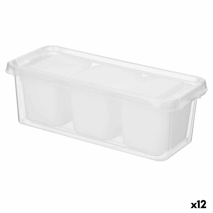 Organizator frigider Alb Transparent Plastic 28,2 x 8,8 x 12 cm (12 Unități)