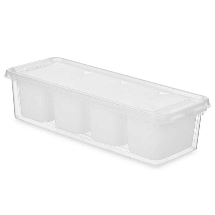 Organizator frigider Alb Transparent Plastic 37,5 x 9 x 14,3 cm (12 Unități)