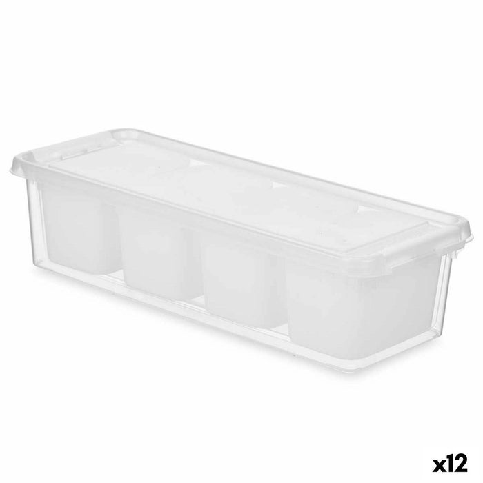 Organizator frigider Alb Transparent Plastic 37,5 x 9 x 14,3 cm (12 Unități)