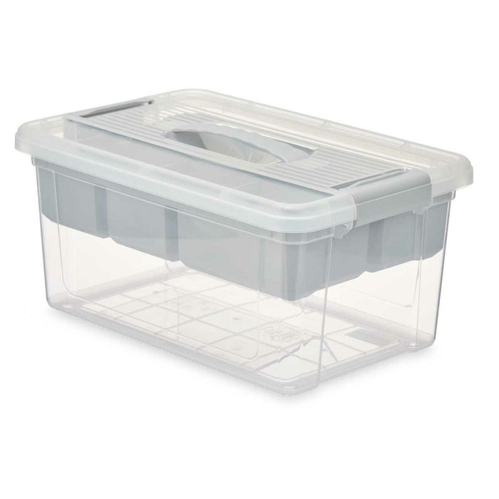 Cutie Multifuncțională Gri Transparent Plastic 9 L 35,5 x 17 x 23,5 cm (6 Unități)