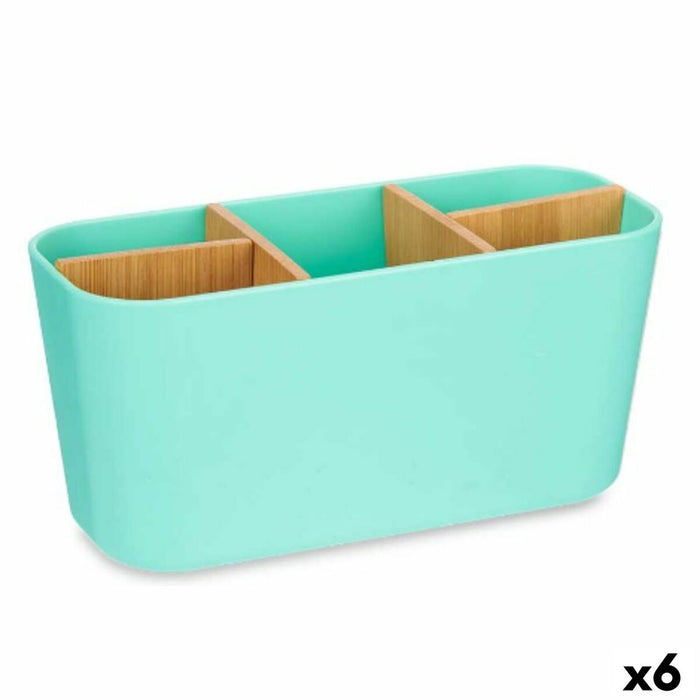 Suport pentru periuțe de dinți Verde Bambus polipropilenă 21 x 10 x 9 cm (6 Unități)