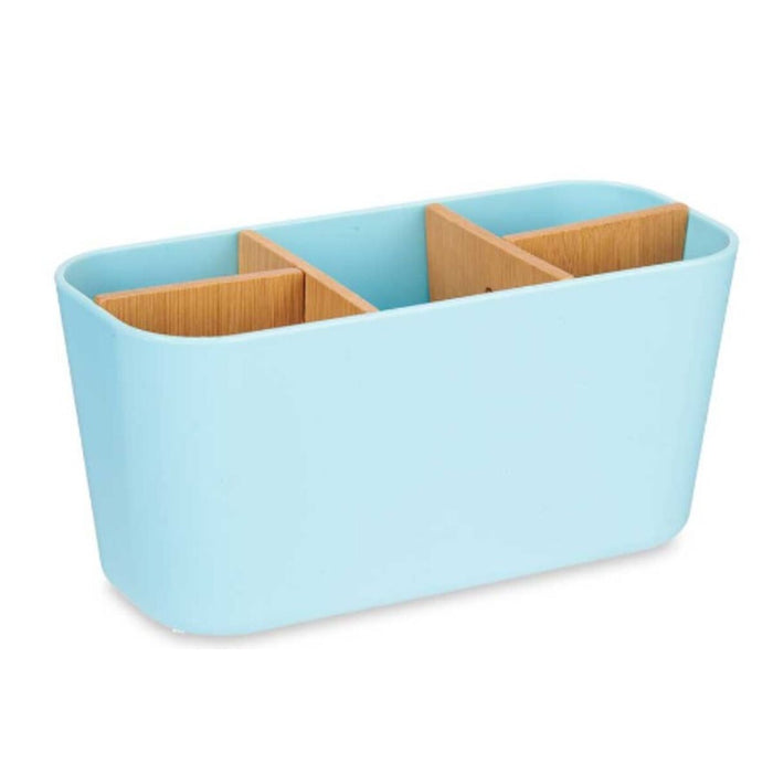 Suport pentru periuțe de dinți Albastru Bambus polipropilenă 21 x 10 x 9 cm (6 Unități)