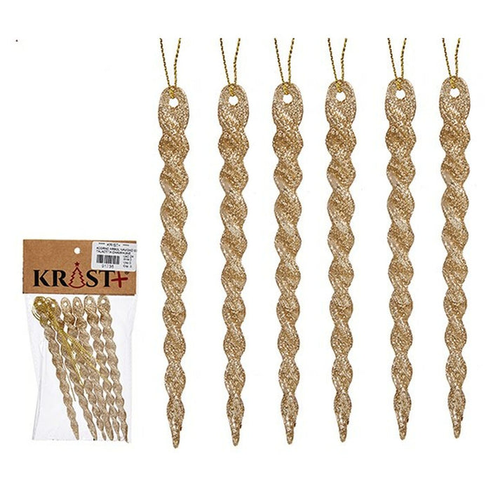 Set ornamente de Crăciun champagne Plastic Purpurină 13,5 x 1 x 5,5 cm (24 Unități)