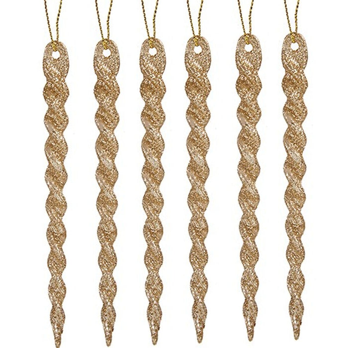 Set ornamente de Crăciun champagne Plastic Purpurină 13,5 x 1 x 5,5 cm (24 Unități)