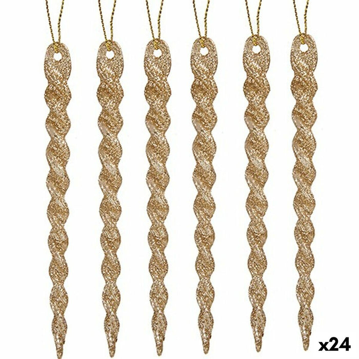 Set ornamente de Crăciun champagne Plastic Purpurină 13,5 x 1 x 5,5 cm (24 Unități)