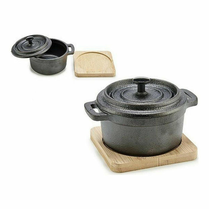 Crăticioară Maro Negru Bambus Fier forjat 13 x 10 x 8,5 cm (12 Unități)