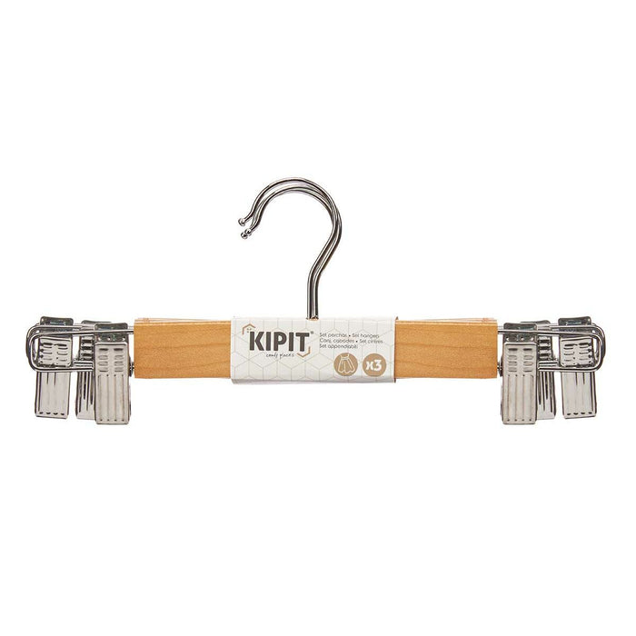 Set de umerașe Cârlige Maro Argintiu Lemn Metal 28,5 x 2,5 x 11,5 cm (24 Unități)