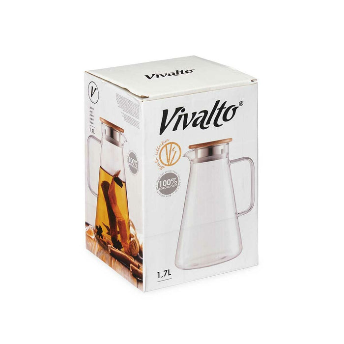 Ceainic Transparent Natural Bambus Sticlă borosilicată 1,7 L (6 Unități)