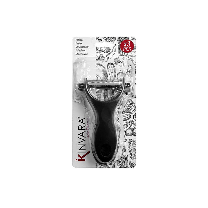 Dispozitiv pentru Decojit Fructe și Legume Set Negru Oțel inoxidabil (12 Unități)
