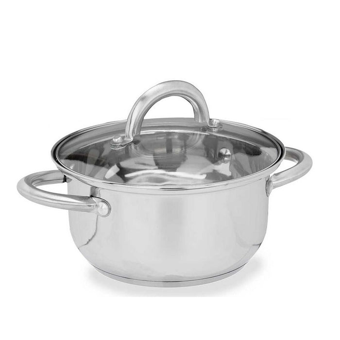 Caserolă Cu Capac de Sticlă Argintiu Oțel inoxidabil 27 x 10 x 19,5 cm (6 Unități)