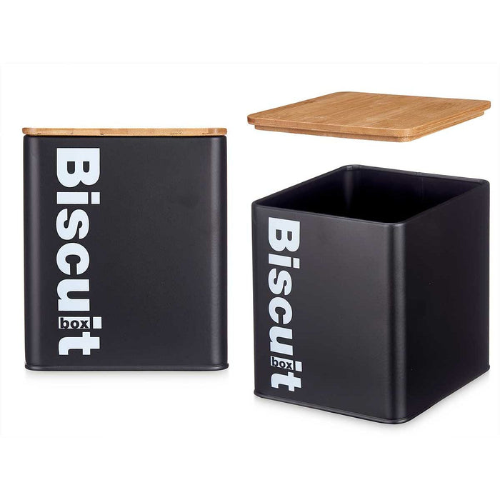 Cutie pentru biscuiți și prăjituri Negru Metal 13,7 x 16,5 x 14 cm (6 Unități)