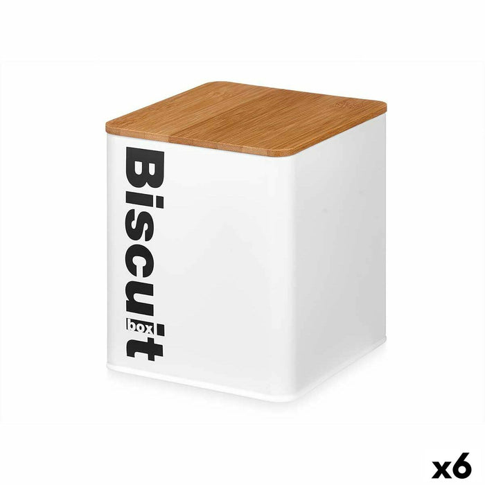 Cutie pentru biscuiți și prăjituri Alb Metal 13,7 x 16,5 x 14 cm (6 Unități)