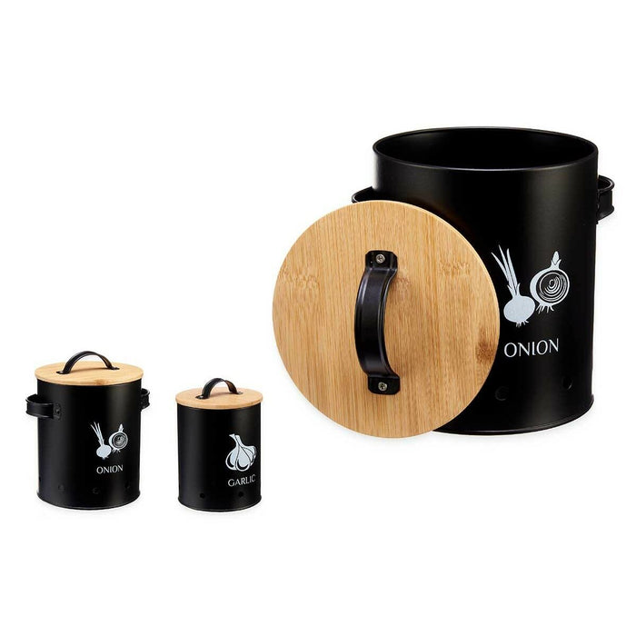 Set de tuburi 3 Piese Negru Natural Bambus