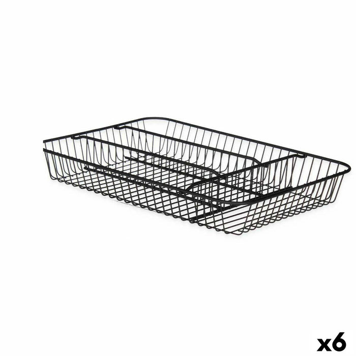 Organizator pentru tacâmuri Negru Metal 26 x 4,7 x 35,5 cm (6 Unități)