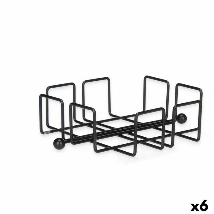 Suport pentru Șervețele Negru Metal 19,3 x 6,5 x 19,3 cm (6 Unități)