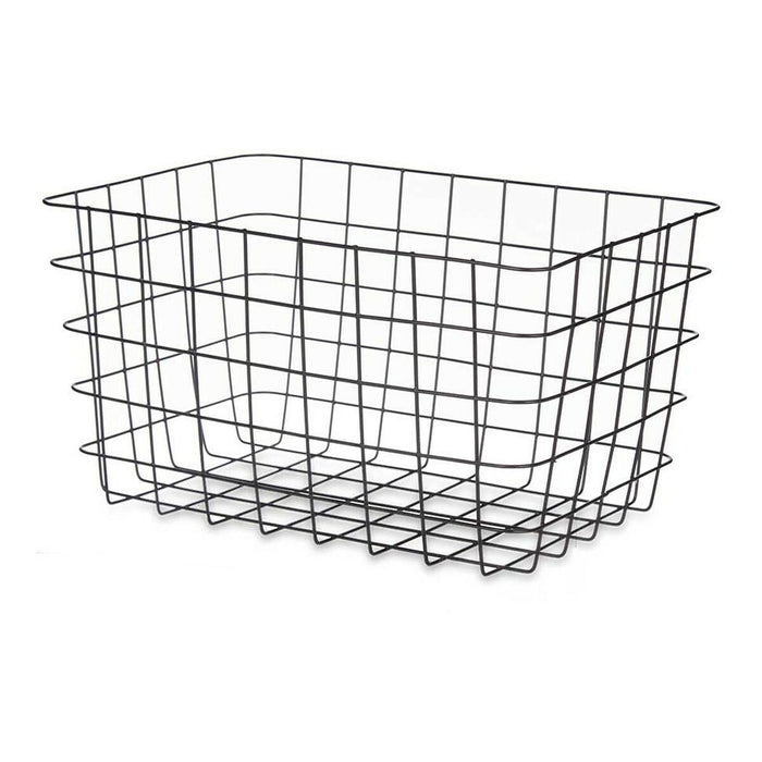 Coș Multifuncțional Dreptunghiular Negru Metal 38,5 x 20,5 x 28 cm (6 Unități)