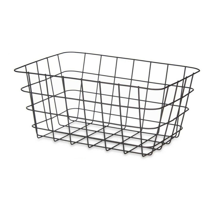 Coș Multifuncțional Dreptunghiular Negru Metal 30,3 x 14 x 22,5 cm (6 Unități)
