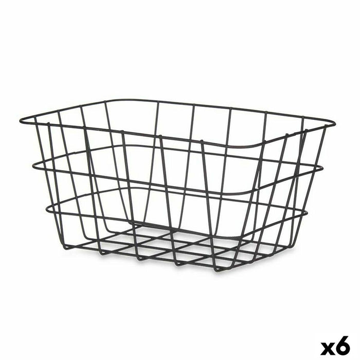 Coș Multifuncțional Dreptunghiular Negru Metal 24,5 x 12 x 18 cm (6 Unități)