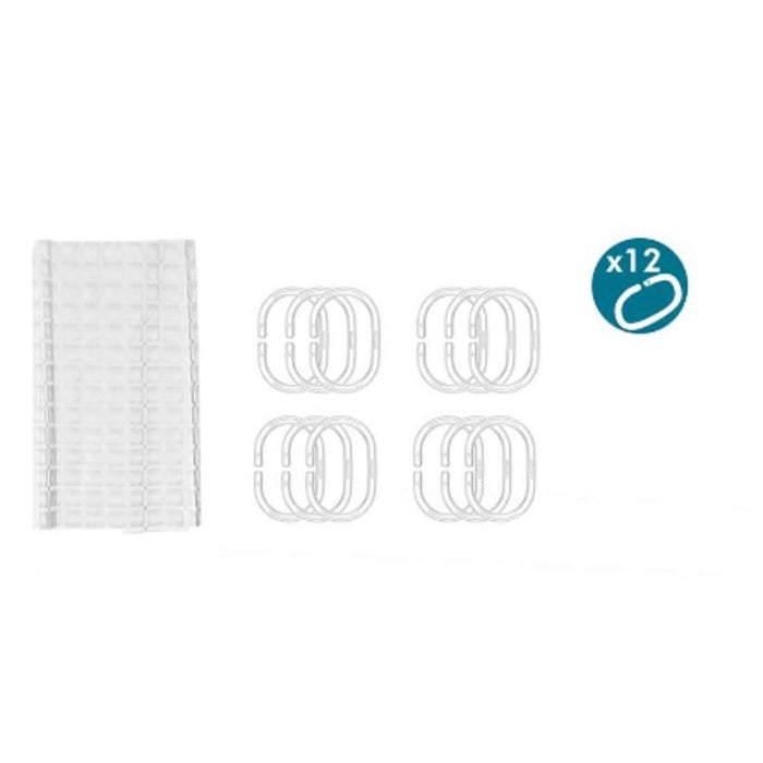 Perdea de duș Cadre Transparent Polietilenă EVA 180 x 180 cm (12 Unități)
