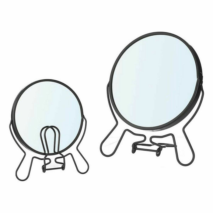 Oglindă cu Efect de Mărire Negru Fier 13 x 15,3 x 1,5 cm (12 Unități)