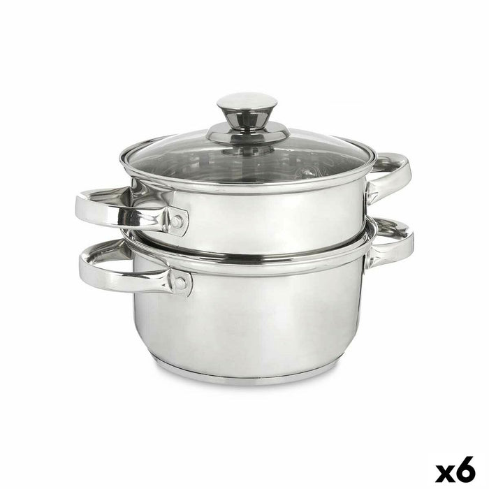 Steamer cu caserolă Oțel inoxidabil 1,8 L 24,5 x 14 x 18 cm (6 Unități)