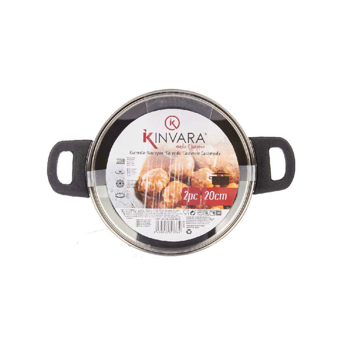 Caserolă Cu Capac de Sticlă Argintiu Oțel inoxidabil 2,5 L 31 x 10,5 x 20 cm (6 Unități)