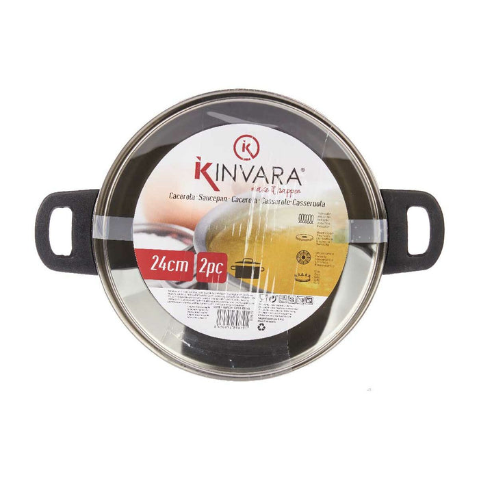 Caserolă Cu Capac de Sticlă Argintiu Oțel inoxidabil 4,8 L 34 x 14,5 x 24 cm (6 Unități)