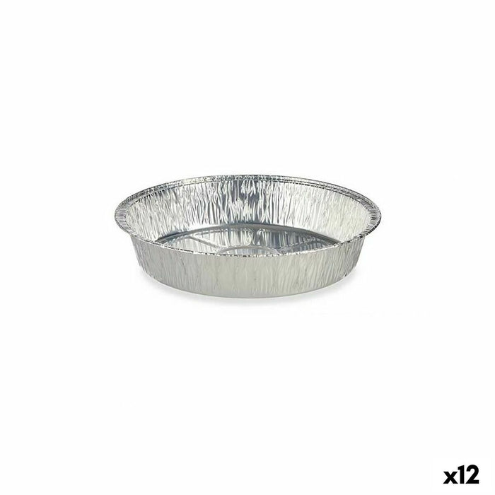 Set de vase de bucătărie De unică folosință Rotund Aluminiu 21,5 x 5,5 x 21,5 cm (12 Unități)