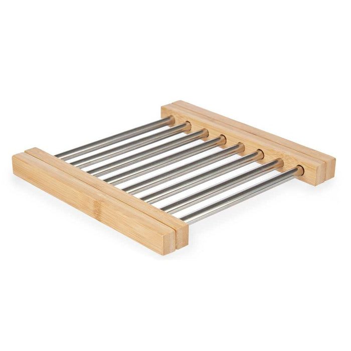 Suport Protecție pentru Masă Argintiu Metal Bambus 36,4 x 2,2 x 21,3 cm (6 Unități)