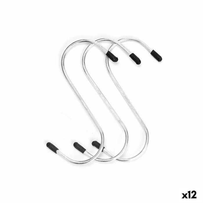 Cârlig pentru agățat Set Argintiu Metal 12 cm (12 Unități)