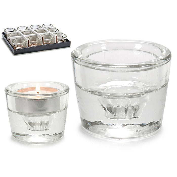 Suport de Lumânări Transparent Sticlă 6 x 4,3 x 6 cm (12 Unități)