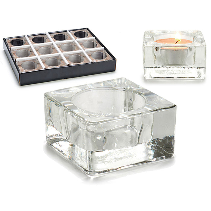 Suport de Lumânări Transparent Sticlă 6 x 3 x 6 cm (12 Unități)
