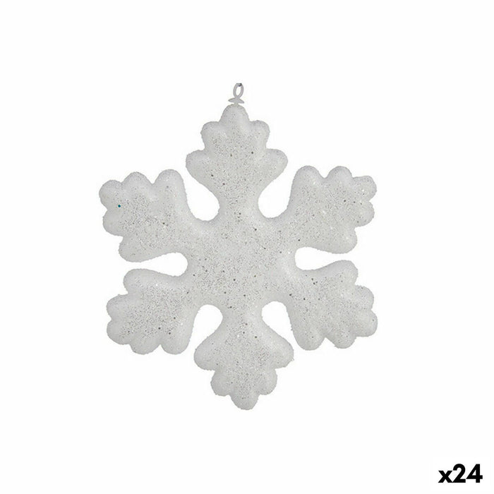 Set ornamente de Crăciun Fulgi de zăpadă Alb 7,5 x 7,5 x 1,5 cm (24 Unități)