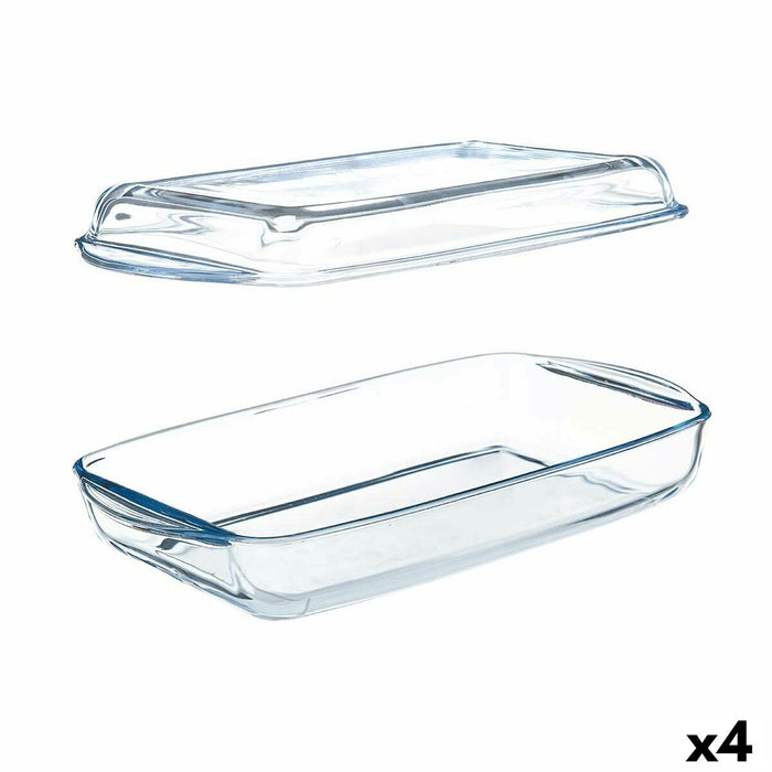 Tavă cu capac Borcam Transparent Sticlă borosilicată 1,9 L (4 Unități)