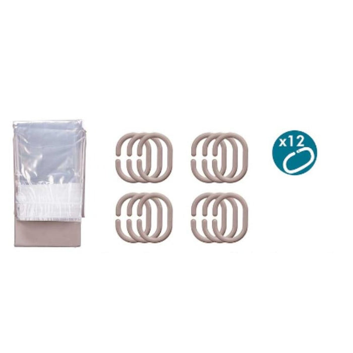 Perdea de duș Transparent 180 x 180 cm Bej Plastic PEVA (12 Unități)