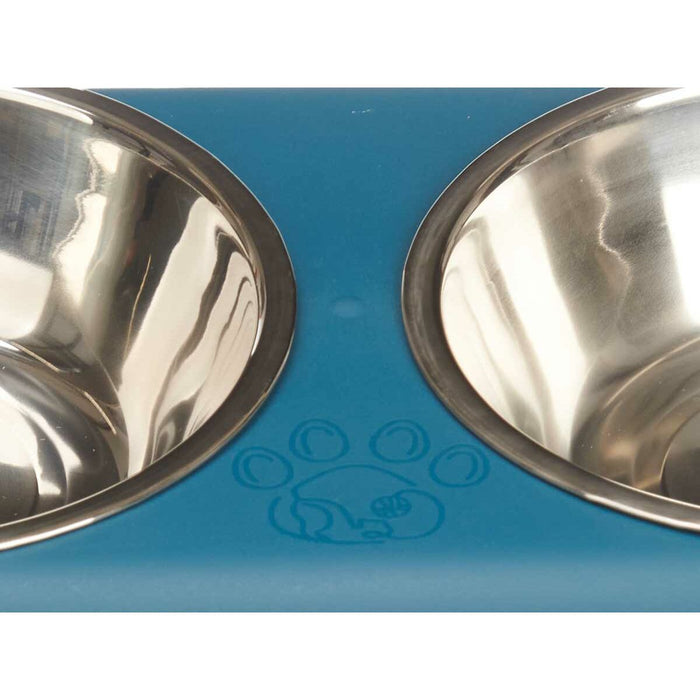Dispozitiv de hrănire pentru pisici Double Albastru Metal 35 x 7,5 x 19 cm (12 Unități)