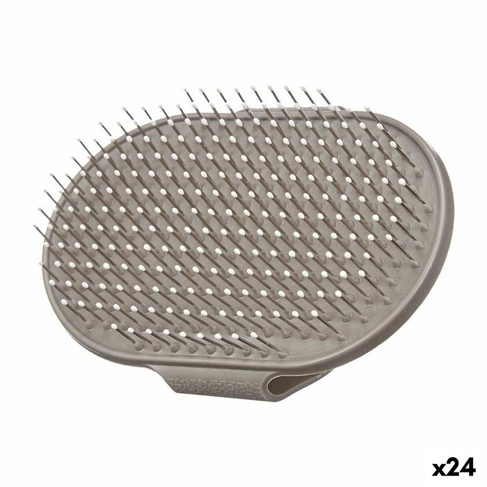 Perie Animale de Companie Gri Metal Silicon 14 x 21,5 x 5 cm (24 Unități)