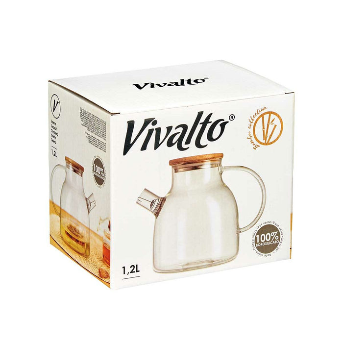 Cană cu filtru pentru infuzii Transparent Bambus Sticlă borosilicată 1,2 L (6 Unități)
