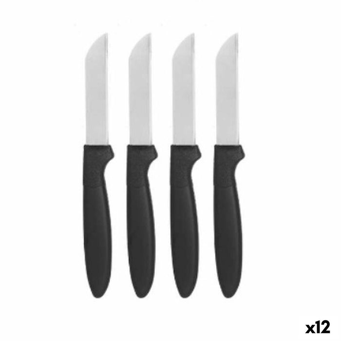 Set de cuțite de decojit Negru Argintiu Oțel inoxidabil Plastic 17,2 cm (12 Unități)