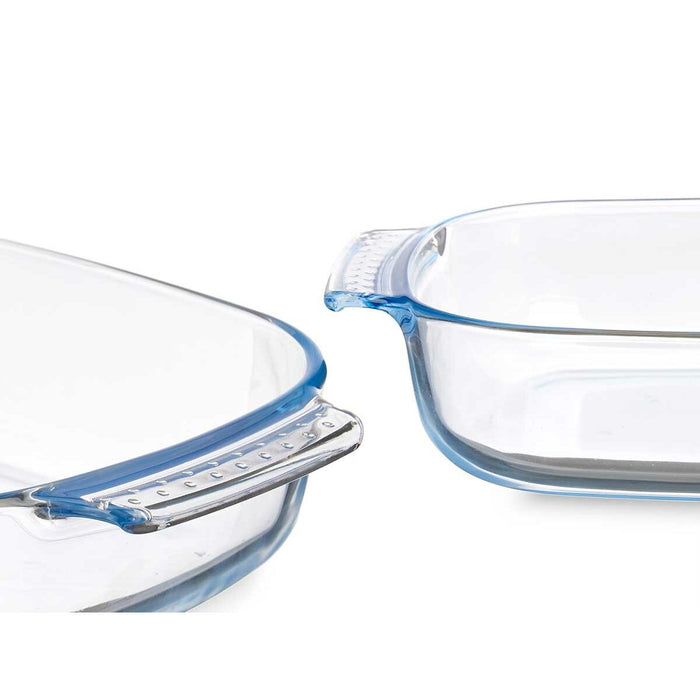 Platou pentru Servire Cu mânere Transparent Sticlă borosilicată 2 L 30,2 x 6 x 19,6 cm (12 Unități)
