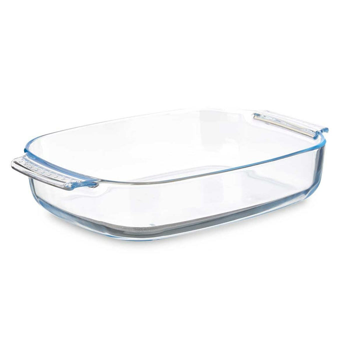 Platou pentru Servire Cu mânere Transparent Sticlă borosilicată 3,8 L 38 x 6,5 x 25,4 cm (6 Unități)
