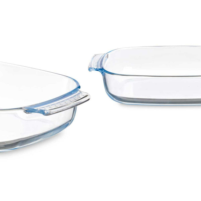 Platou pentru Servire Cu mânere Transparent Sticlă borosilicată 3,8 L 38 x 6,5 x 25,4 cm (6 Unități)