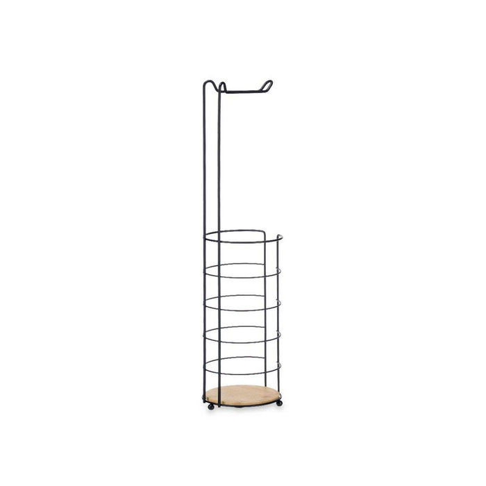 Suport pentru Role de Hârtie Igienică Negru Metal Bambus 16,5 x 63,5 x 16,5 cm (4 Unități)