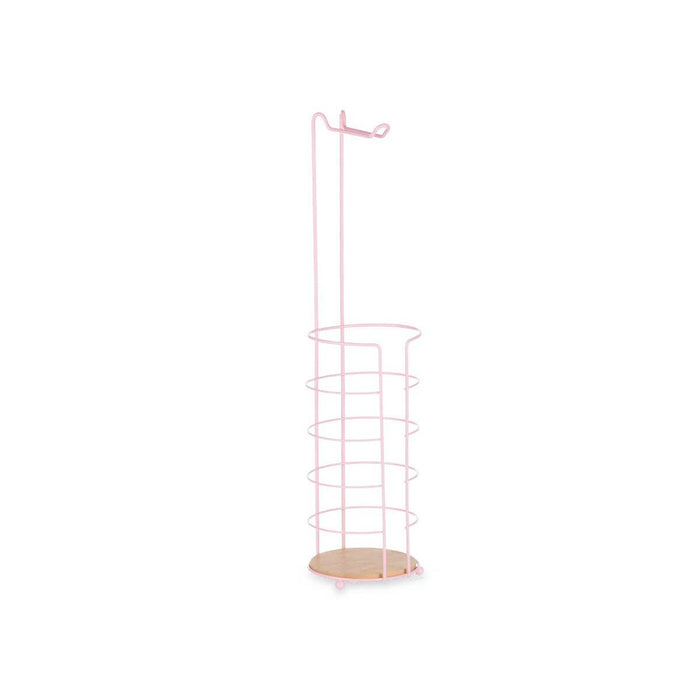 Suport pentru Role de Hârtie Igienică Roz Metal Bambus 16,5 x 63,5 x 16,5 cm (4 Unități)
