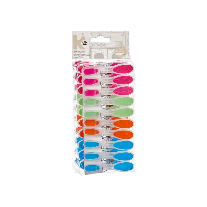 Clești pentru haine Multicolor Silicon Plastic 20 Piese Set (24 Unități)