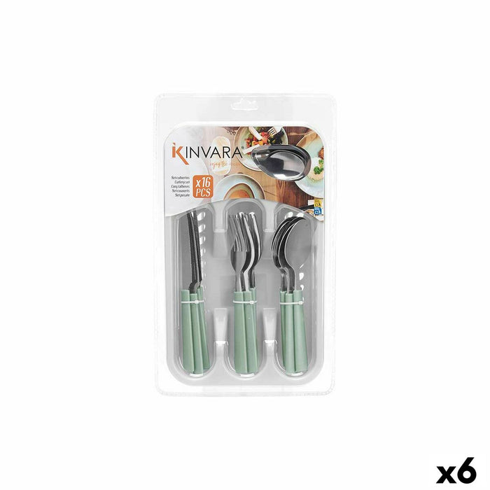 Set de Tacâmuri Verde Argintiu Oțel inoxidabil Plastic (6 Unități)