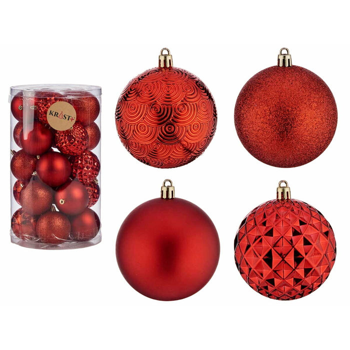 Set de globuri de Crăciun Roșu PVC Ø 8 cm (4 Unități)