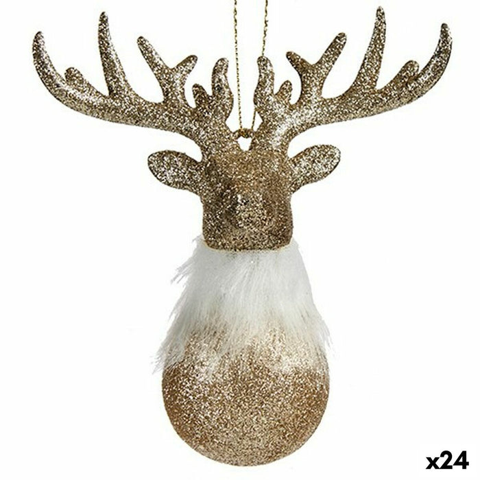 Ornament de Crăciun Ren champagne Plastic Purpurină 14 x 15,5 x 7 cm (24 Unități)